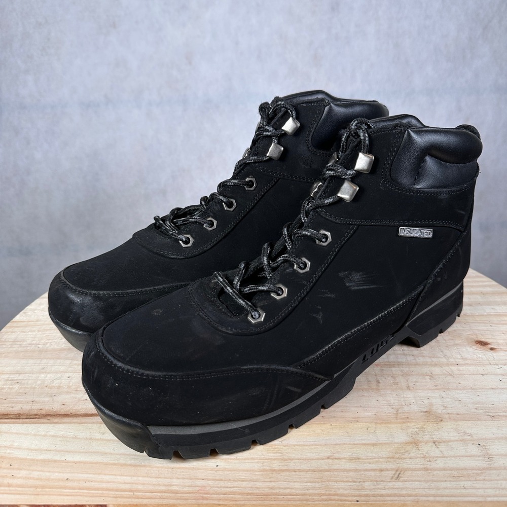 Lugz Insulated Boots Men Size 11 Black Good Work Hiking Winter Lug Sole